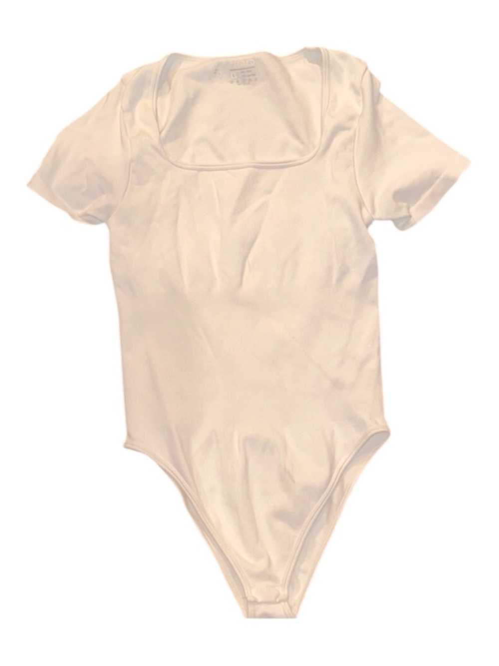 Classic White ribbed bodysuit square neckline size large
